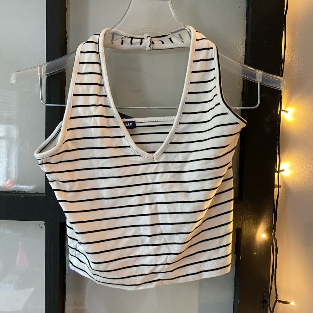 Brandy Melville Soft Stretch Striped Crop Tank Top